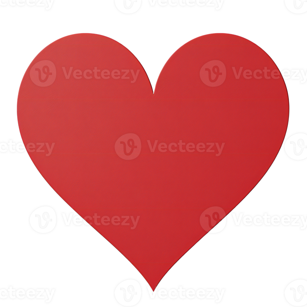 Red heart shape on transparent background, isolated on transparent png