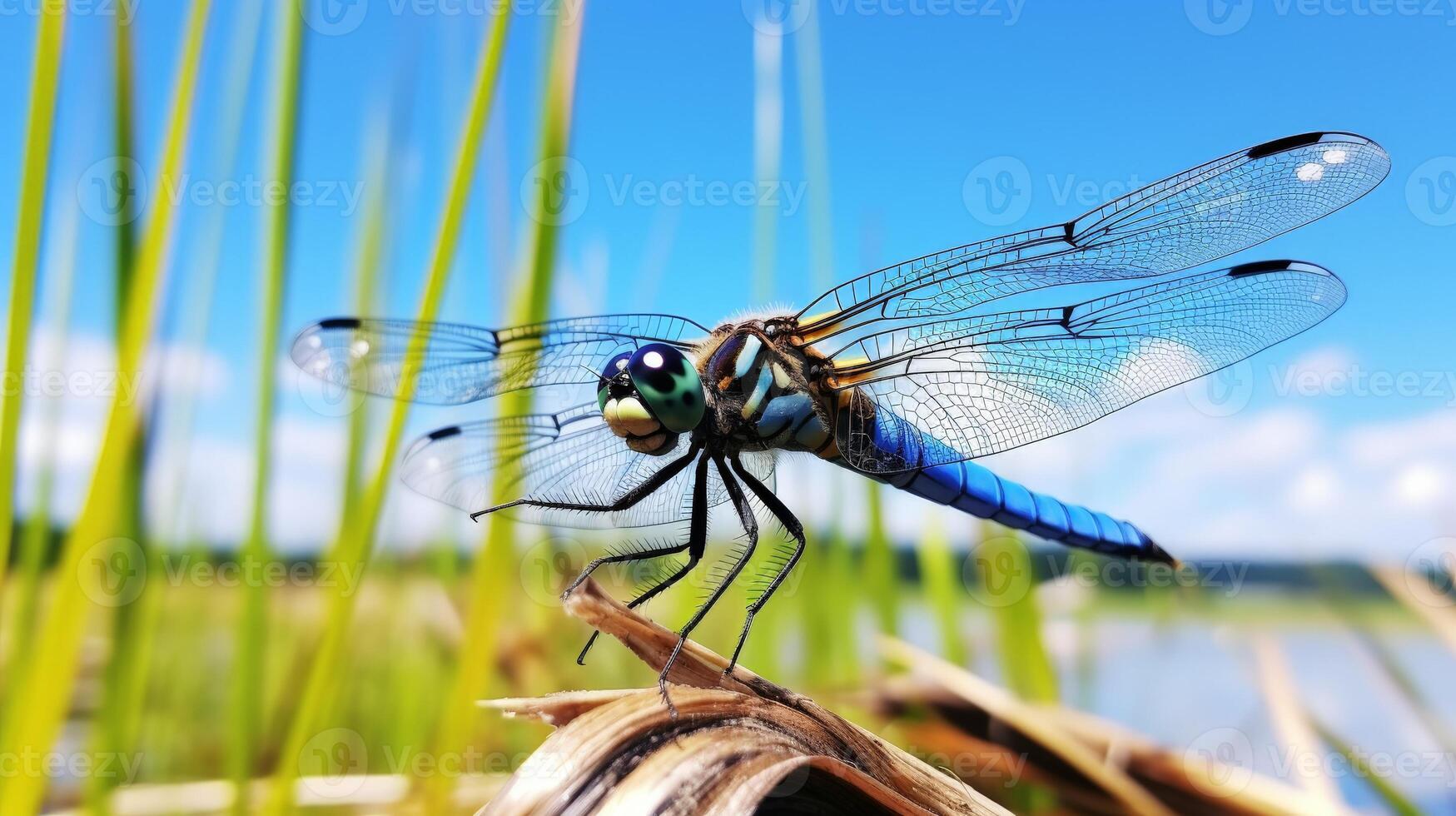 Dragonfly on a Blade of Grass photo