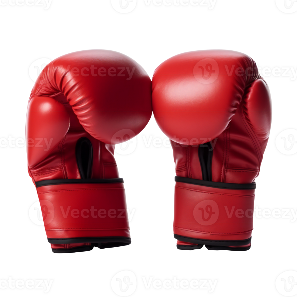 two red boxing gloves isolated. boxing gloves Isolated on transparent png