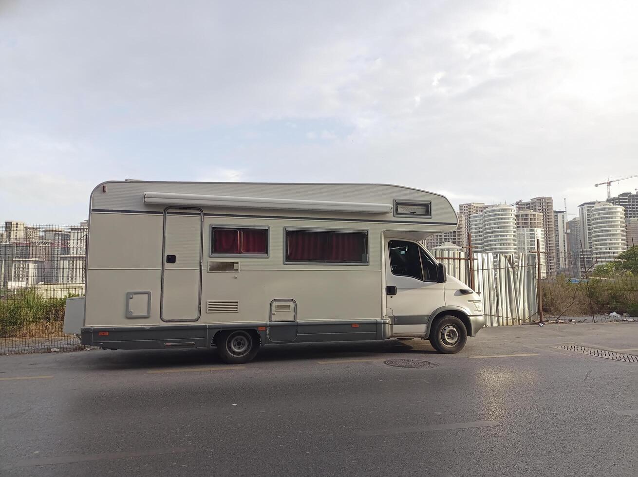 Side view of a motor caravan in Istanbul Unalan District photo
