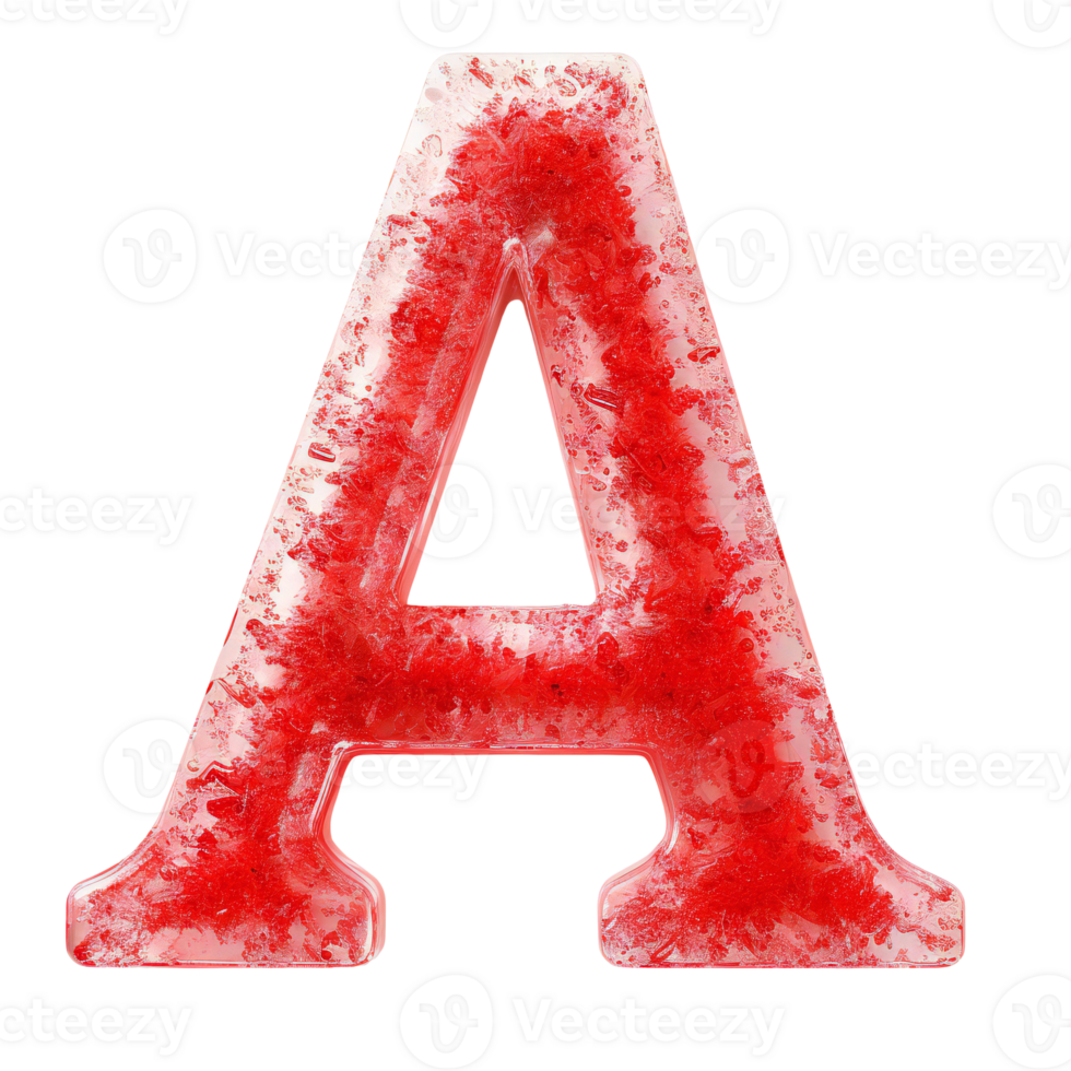 English letter A. red colour. letter A isolated on transparent png