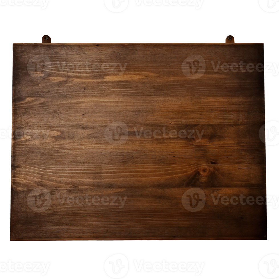 Natural Wooden Desk. Dark old wooden table. Natural empty wooden desk isolated on transparent png