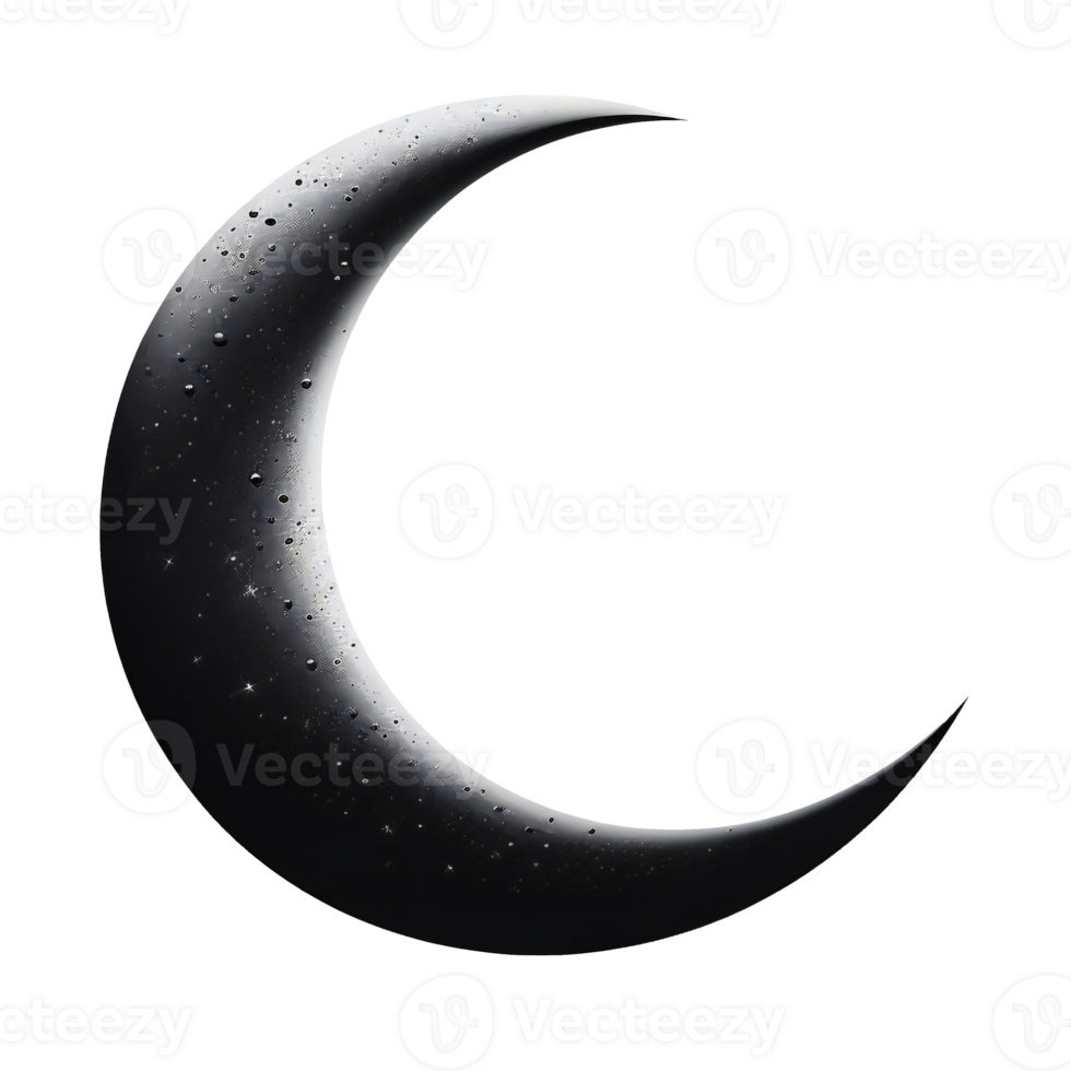 crescent moon cut out. dark crescent moon isolated on transparent png
