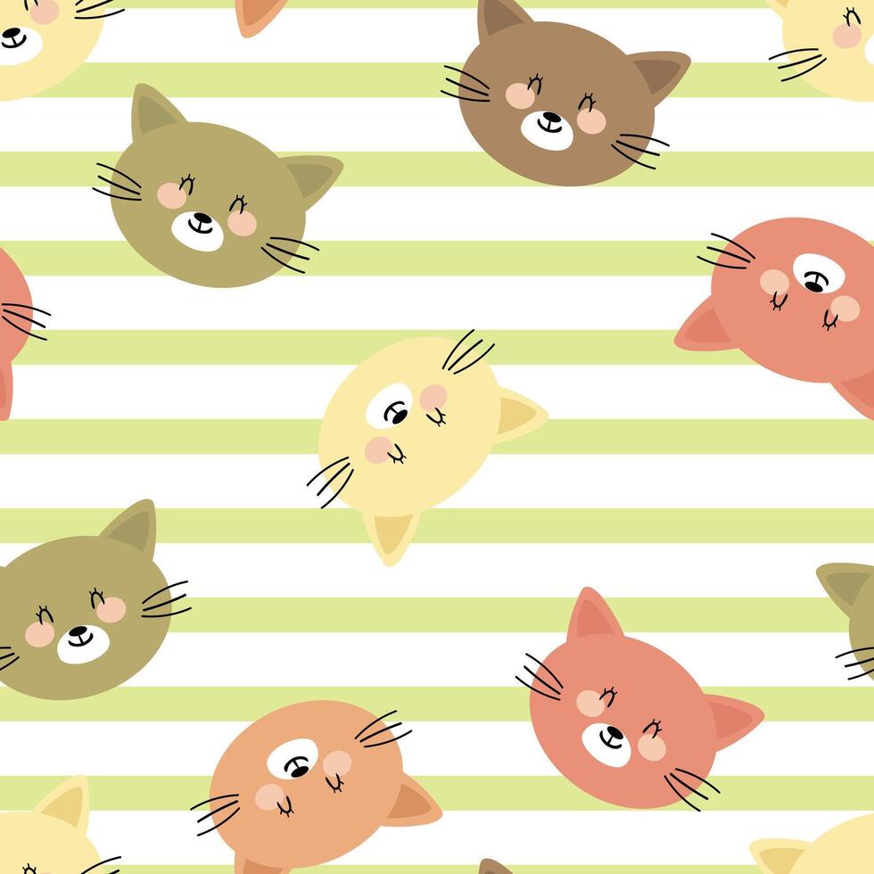 Seamless pattern with cute cartoon cats, for fabric prints, textiles, gift wrapping paper. children's colorful , flat style vector