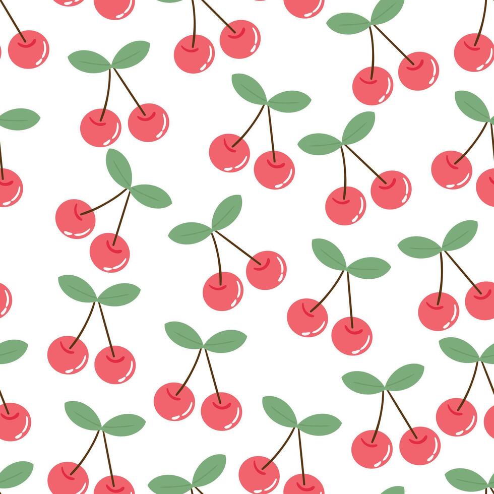 Seamless pattern with cute cartoon cherries, for fabric prints, textiles, gift wrapping paper. children's colorful , flat style vector