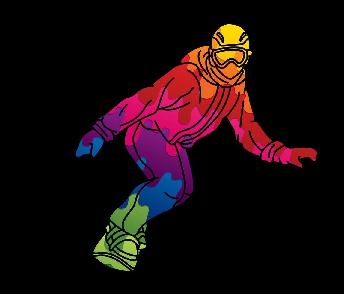 Snowboard Sport Snowboarder Pose Cartoon Graphic vector