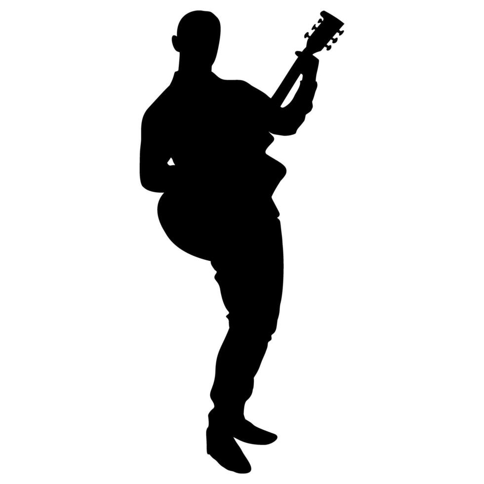 Silhouette image of a guitar player with a transparent background, suitable for tattoos, logos, icons, stickers, advertisements vector