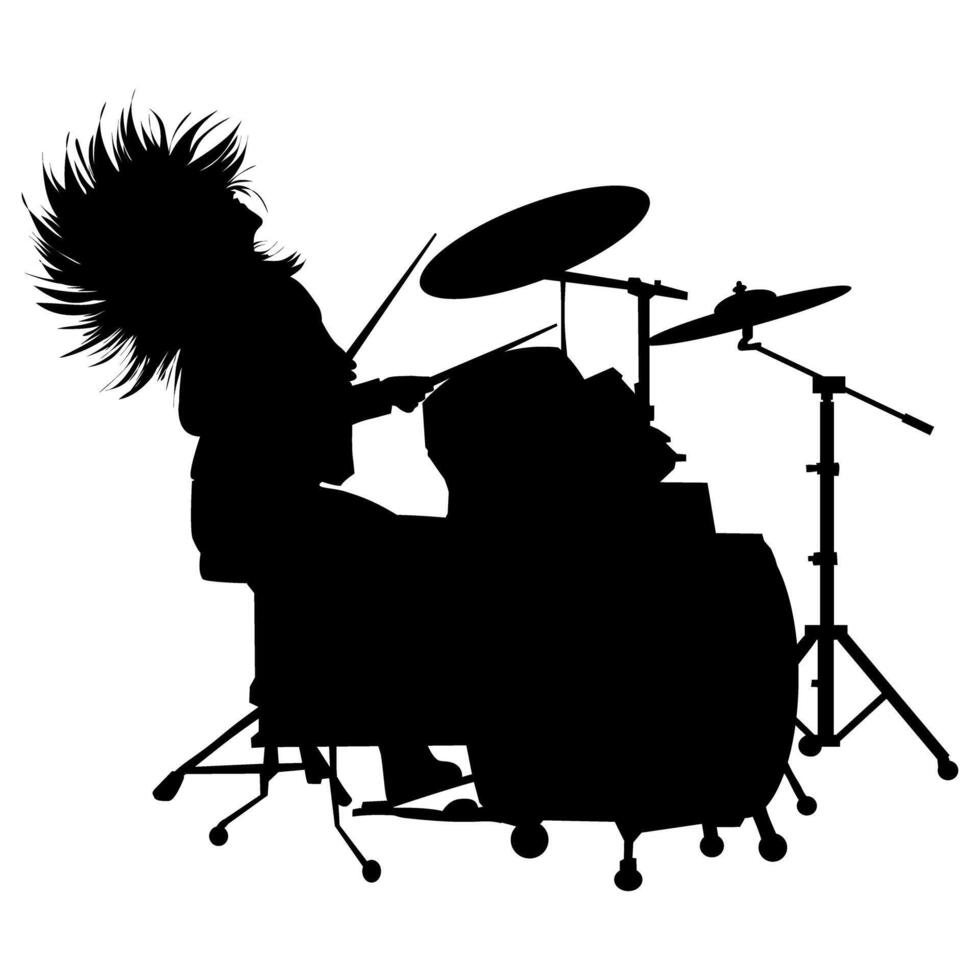 a silhouette of a woman playing the drums vector