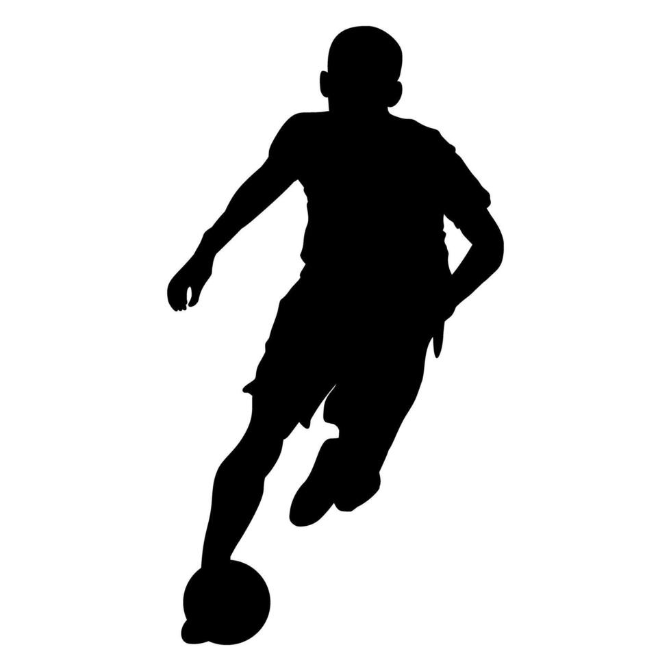 Silhouette of a soccer player dribbling the ball on a transparent background. Perfect for logos, icons, stickers and tattoos vector