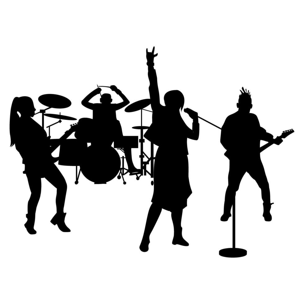 rock band silhouette illustration vector