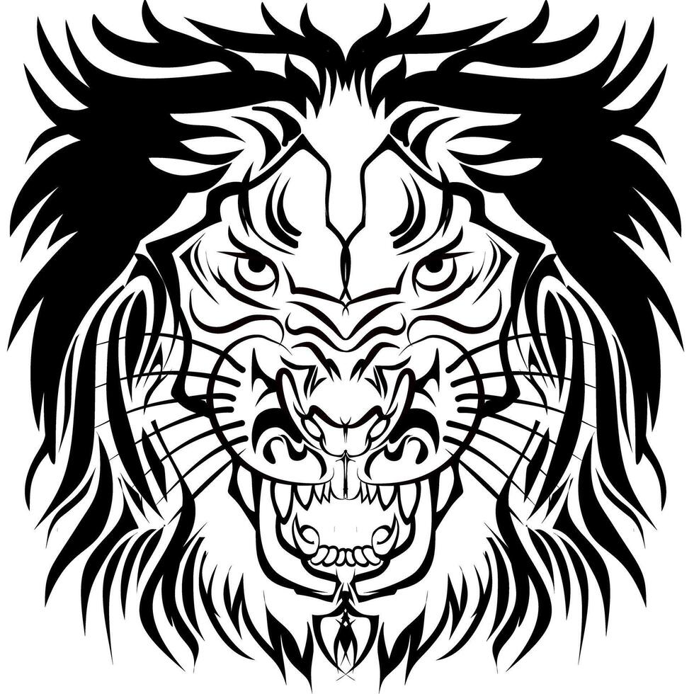 lion head tattoo design vector