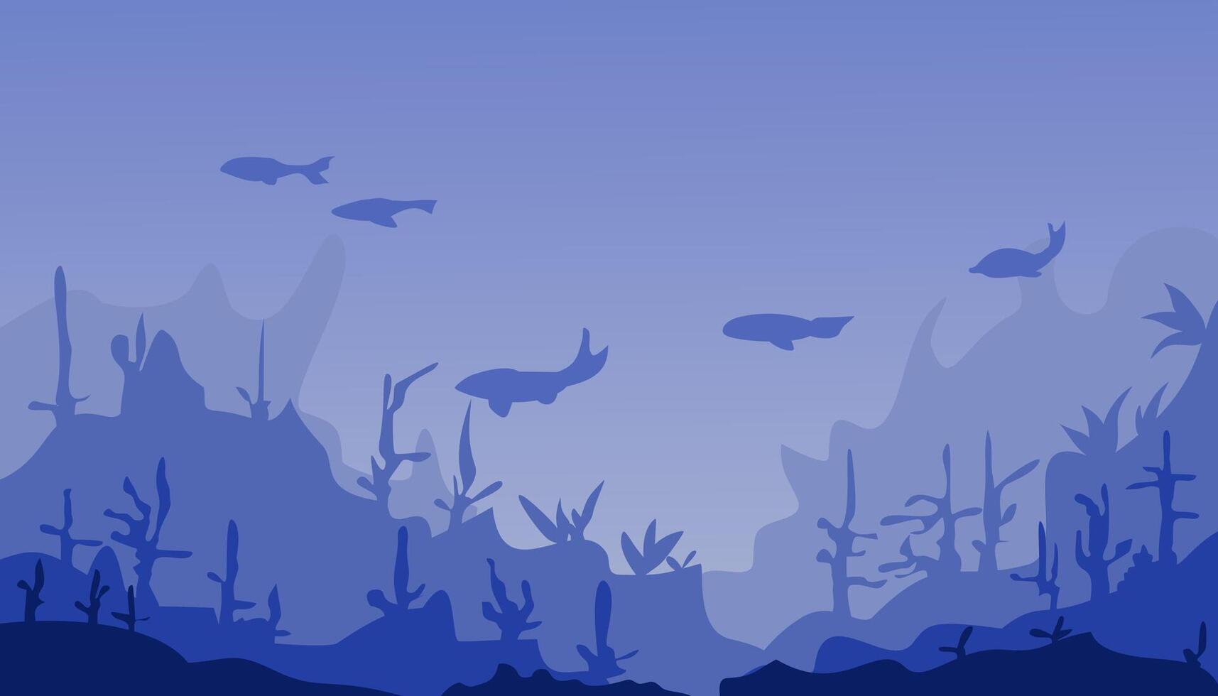 underwater scene with fish and coral reef vector