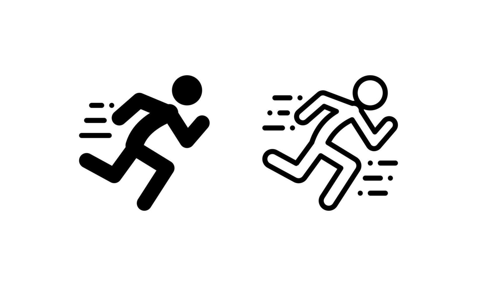 fast running person or run icon, illustration with outline and glyph or solid style vector