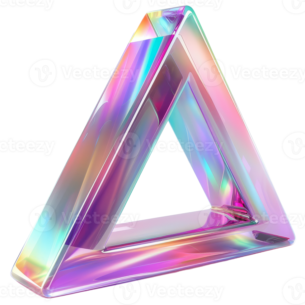 3D iridescent material shape triangle isolated png