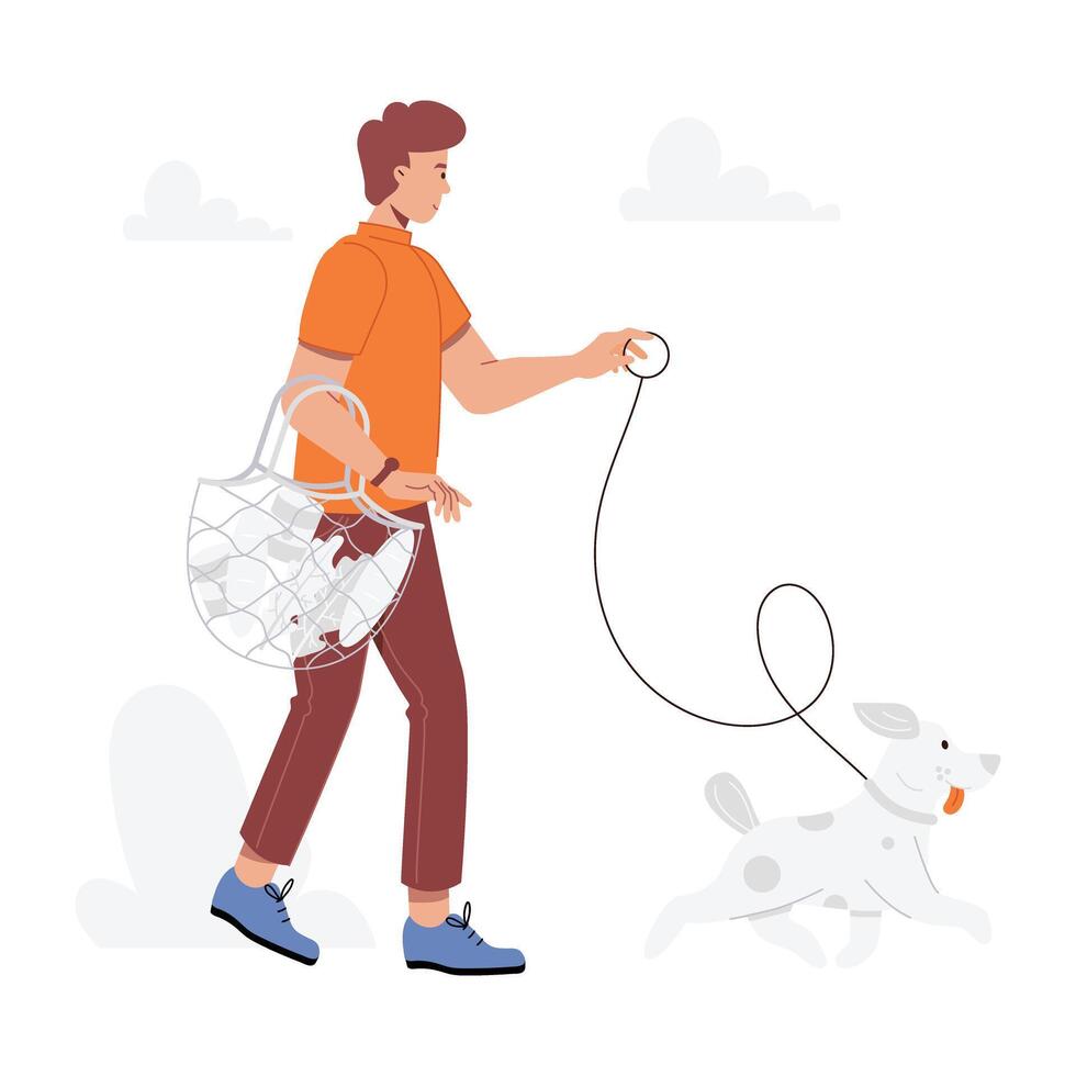 A flat style illustration of grocery shopping vector