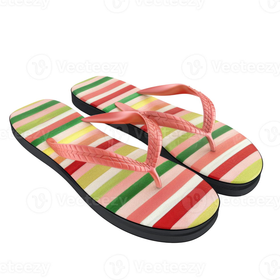 3d summer beach flip flops isolated on transaprent png