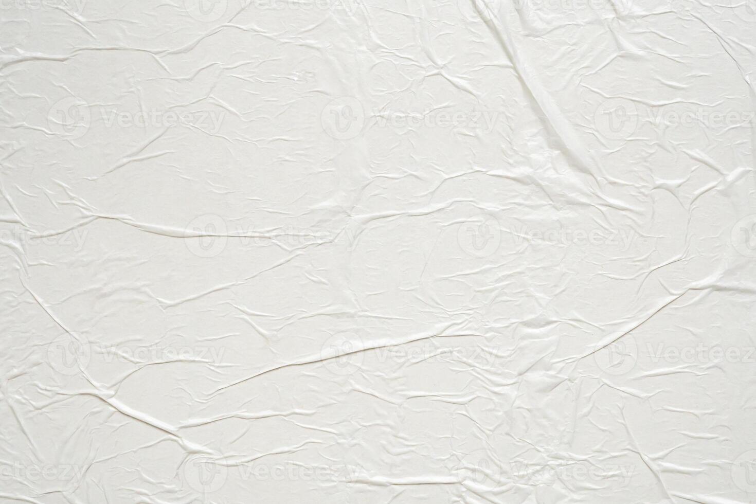 White blank crumpled and creased paper poster texture background photo