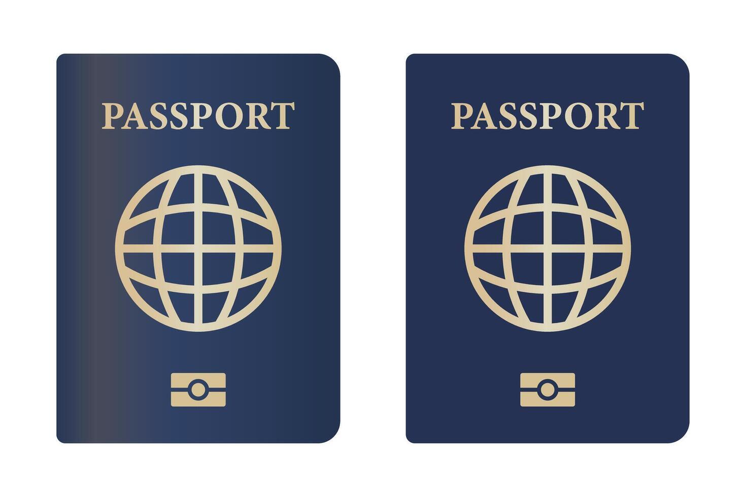 International passport. Travel, personal document, identification, identity verification, id card, built in electronic chip, journey, border control, trip, planet, dark blue cover, tourism, tourist vector