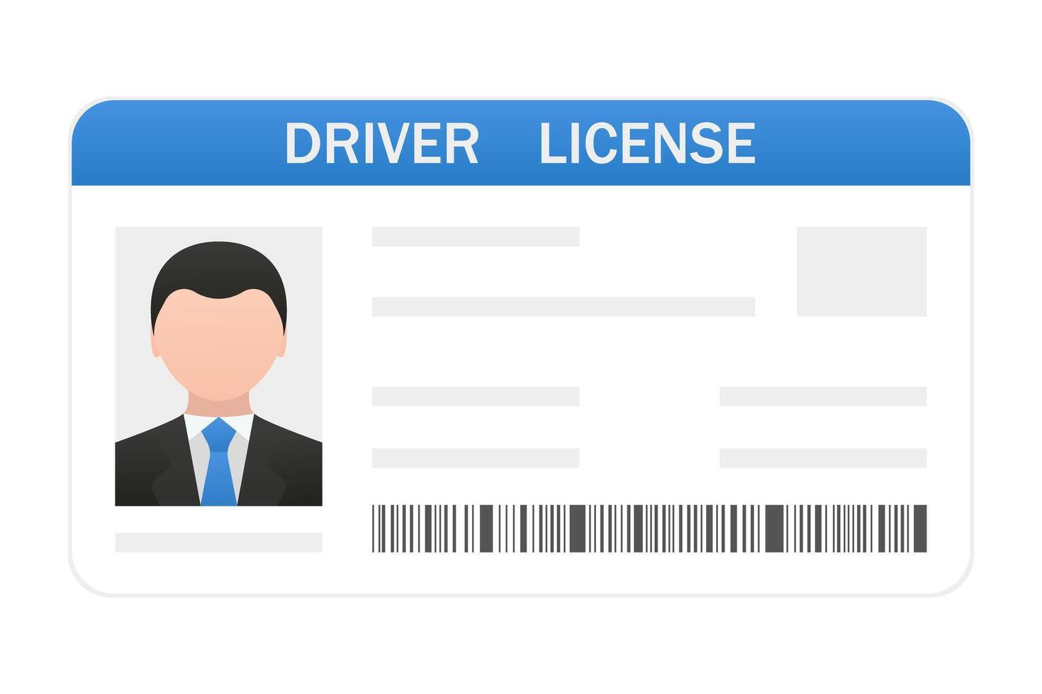 Driver license. Identification, ID card, identity verification, category, photo, personal data, barcode, document, right to drive a motor vehicle, info, plastic. illustration vector