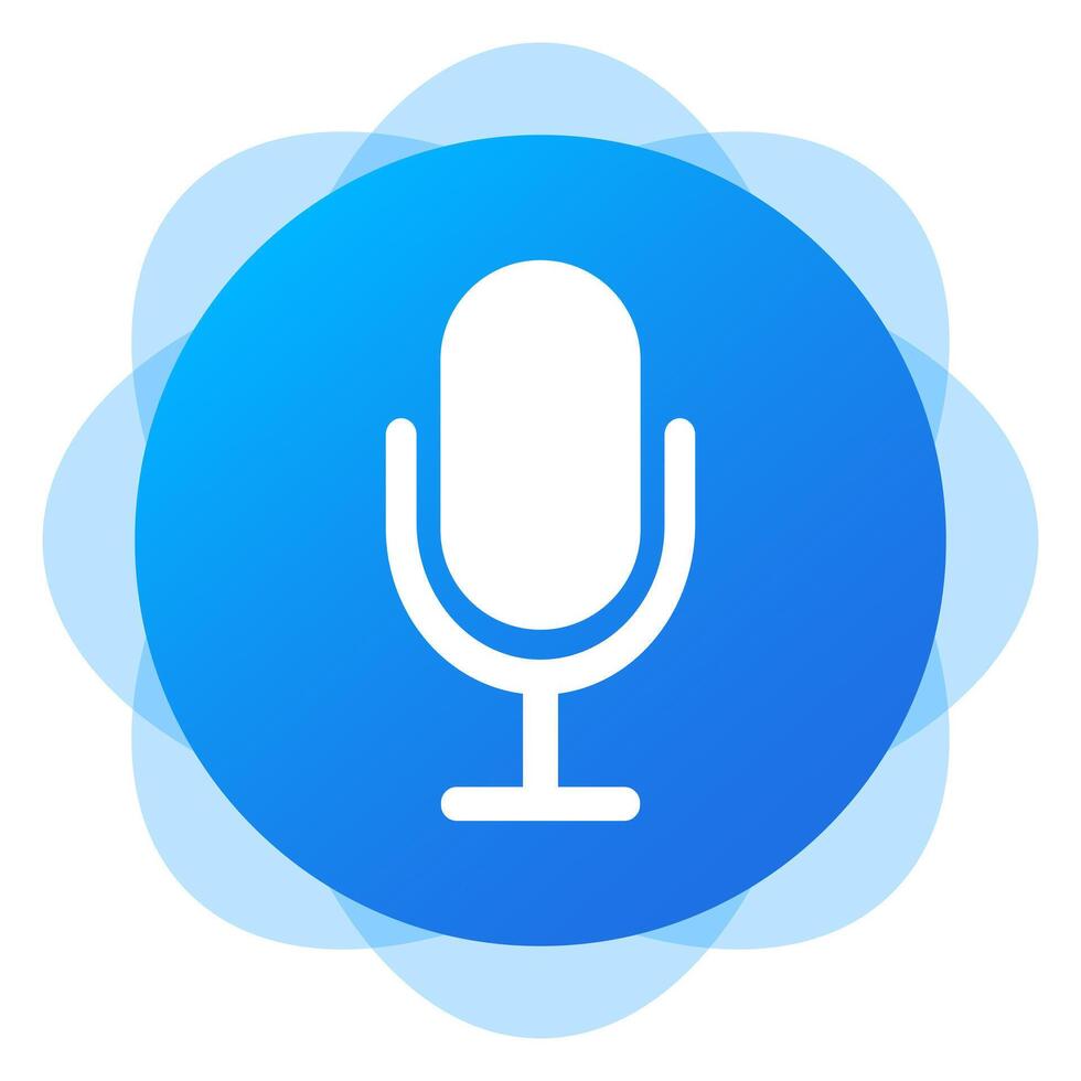 Microphone on blue background. Voice message, voice recorder, media, online communication, correspondence, messenger, mail, send, messaging, texting, search by sound, social media. illustration vector