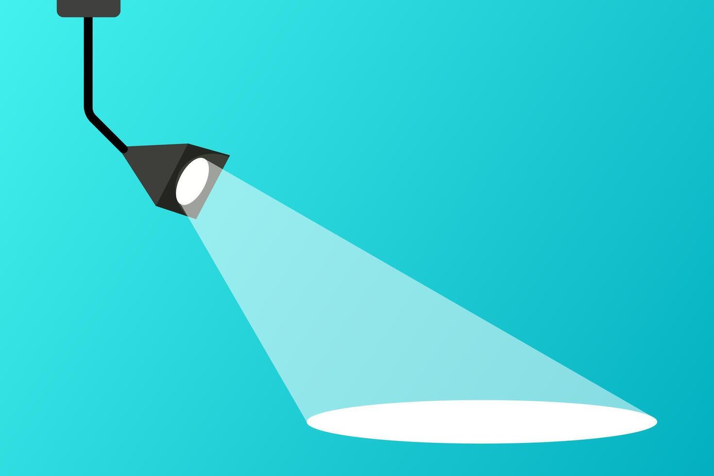 Spotlight on a blue background. Lantern, light, shine, stage, performance, speech, important topic, illuminate, black lamp, empty space, banner, poster. illustration vector