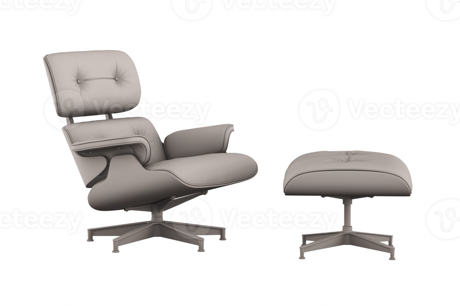 3d rendering of Vitra Eames lounge chair with stool , Solid png