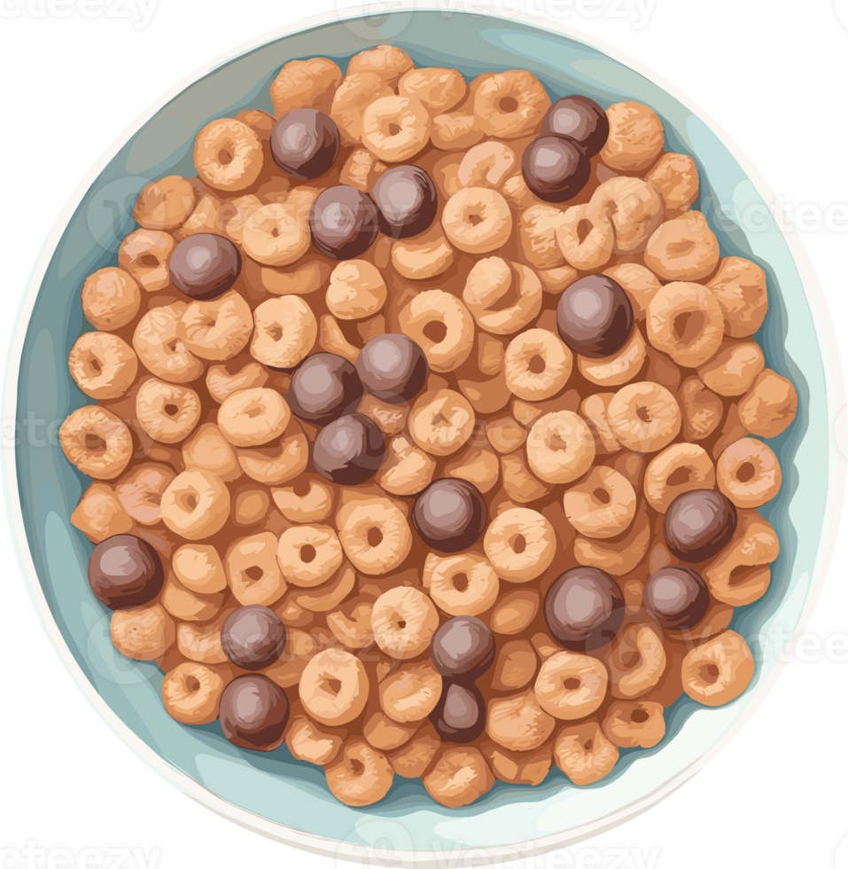 Delicious crunchy cereal with chocolate balls, isolated food clipart design element for children breakfast, quick breakfast, snack, health benefits, diet, nutrient, kids, gluten, advertisement, tasty png