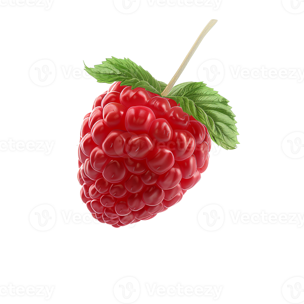 Fresh Raspberry with Green Leaf png