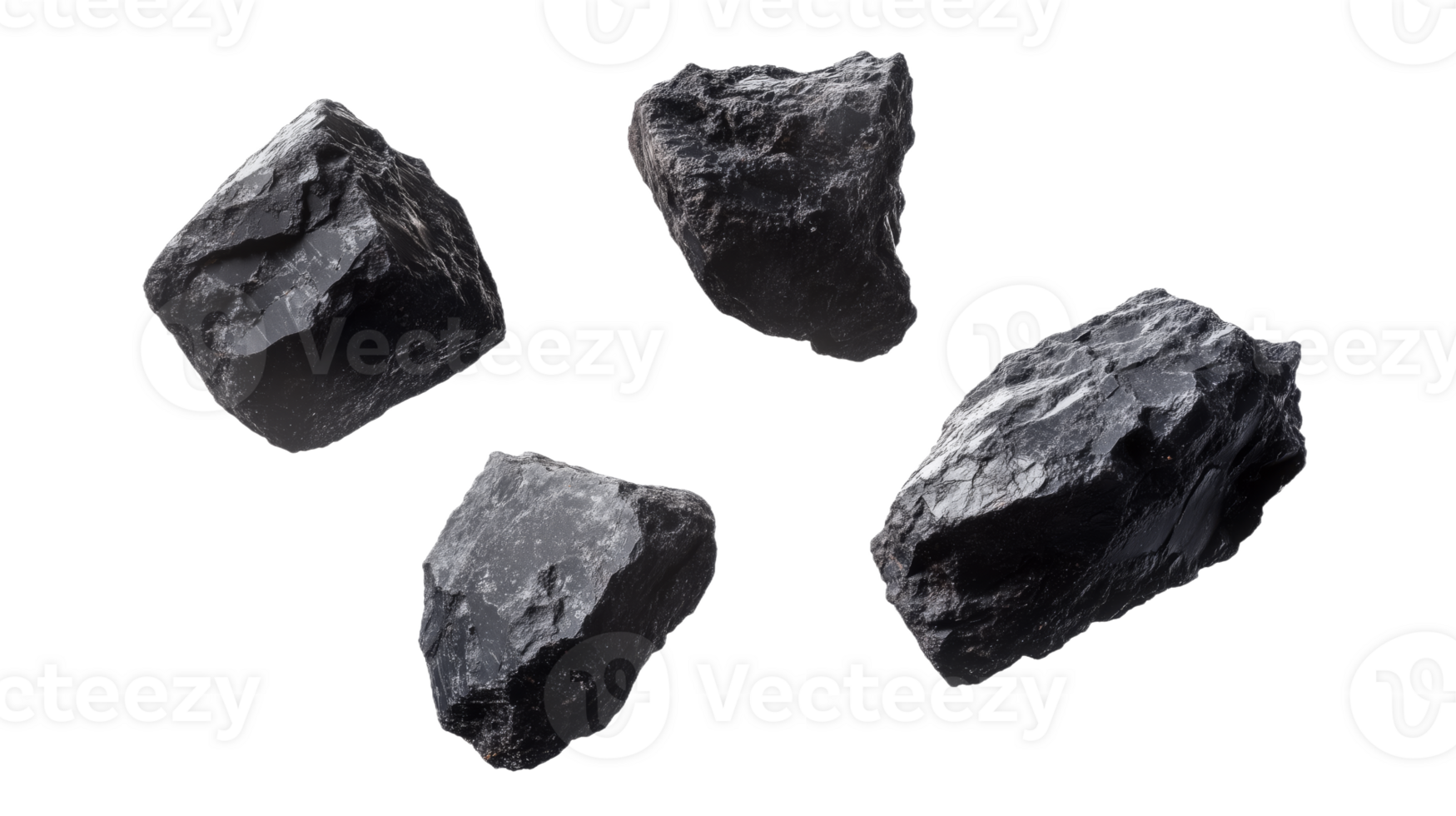 Collection of Black Rocks Displaying Unique Geological Features png