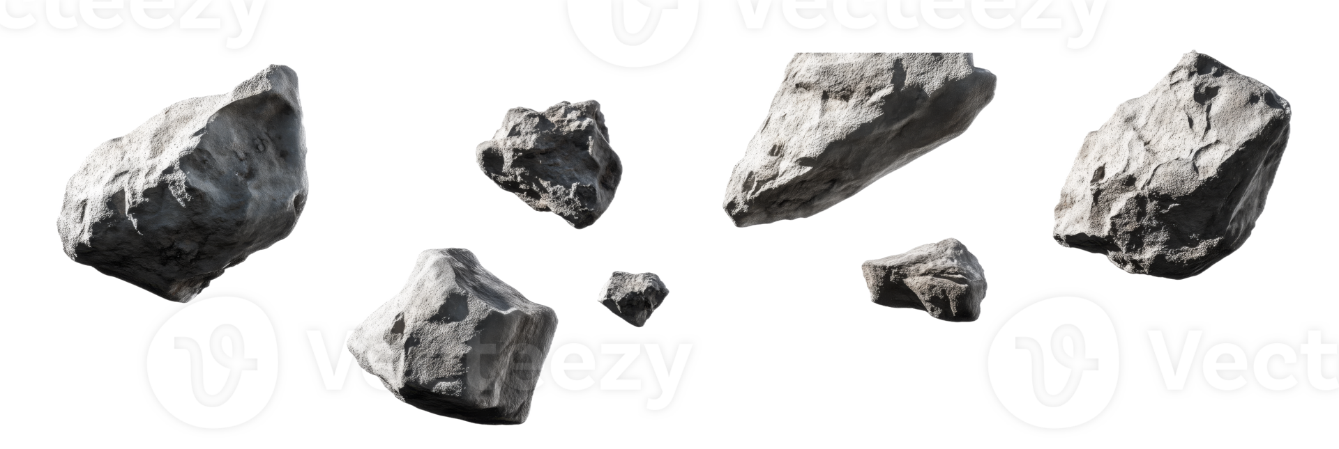 Collection of Rough Rocks in Various Shapes and Sizes png