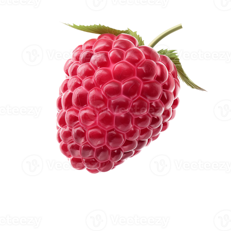 Fresh Raspberry with Green Leaves on a Light Background png