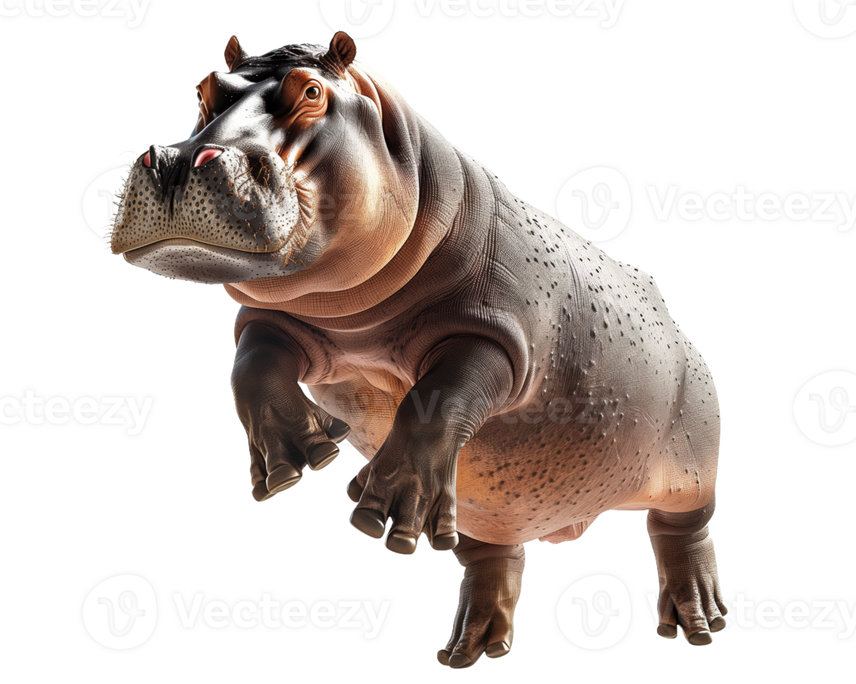 Hippopotamus Jumping Out of Water in Playful Display png