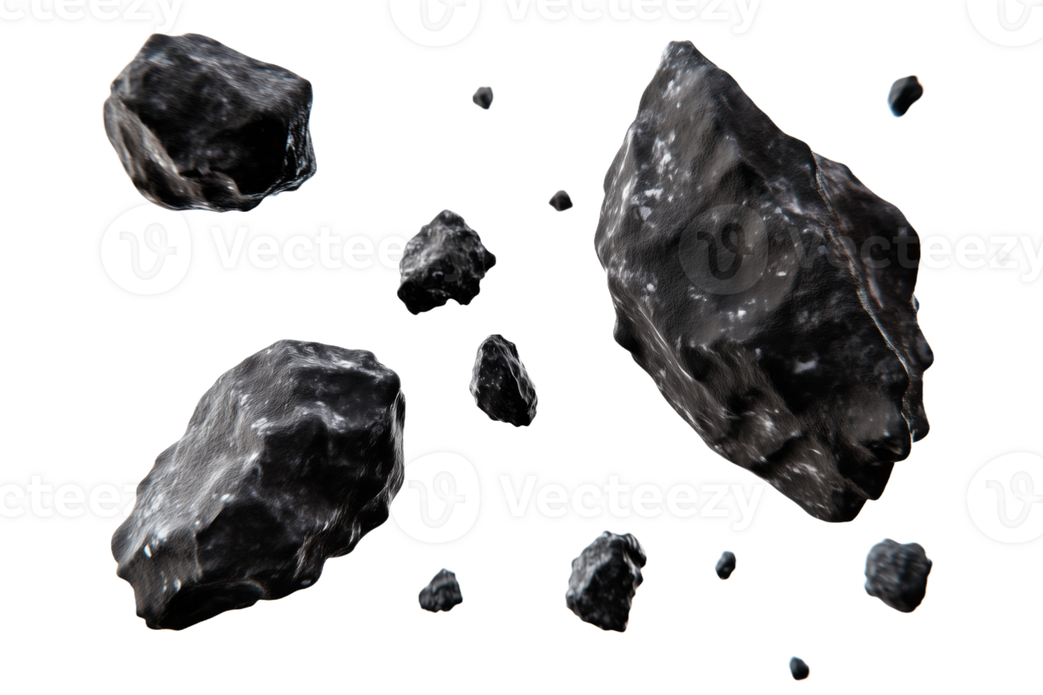 Scattered Black Asteroids in Space png