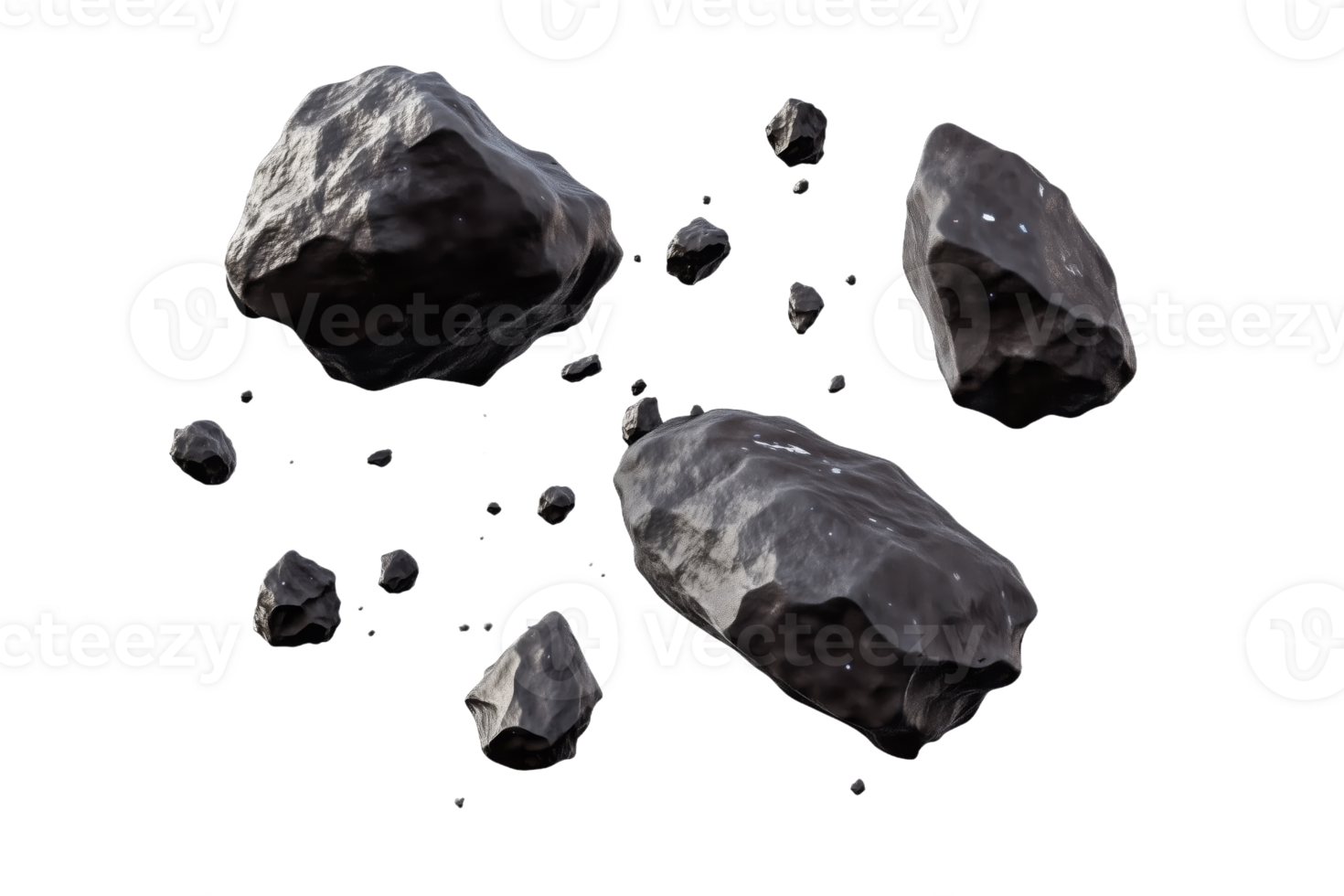 Scattered Black Rocks Representing Natural Terrain and Geology png