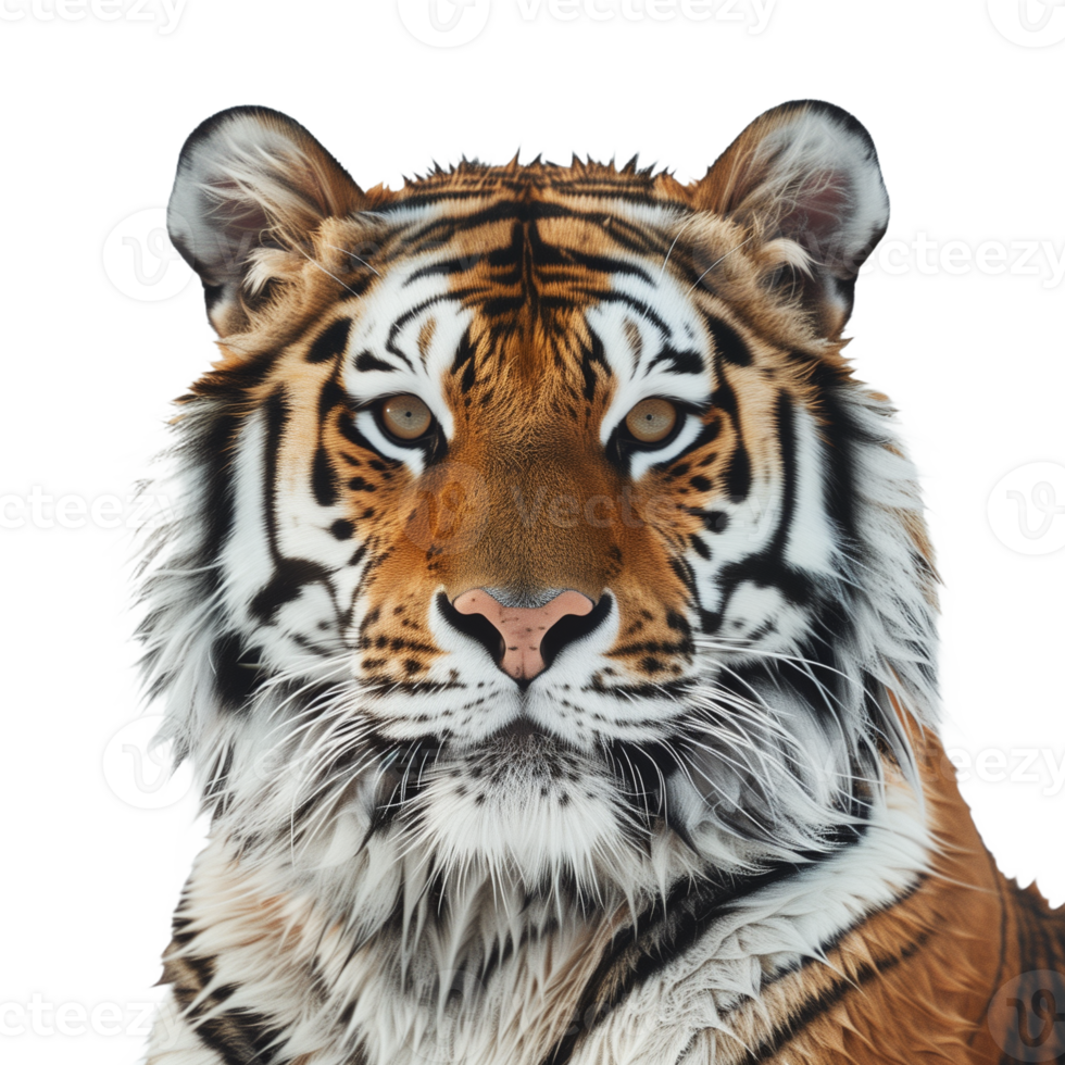 Close-Up Portrait of a Majestic Tiger Displaying Its Striking Features png