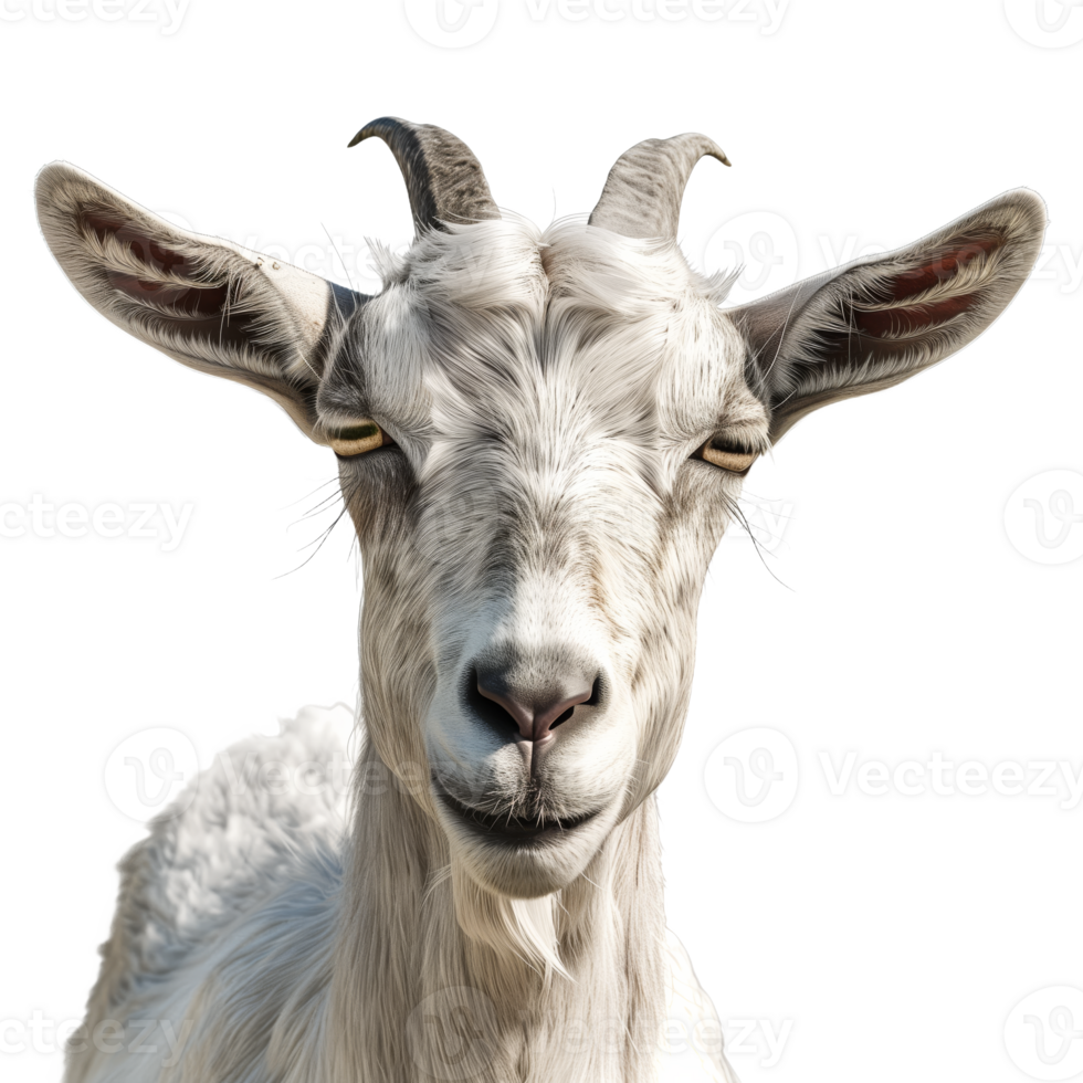 A Close-Up Portrait of a Friendly White Goat in a Natural Setting png