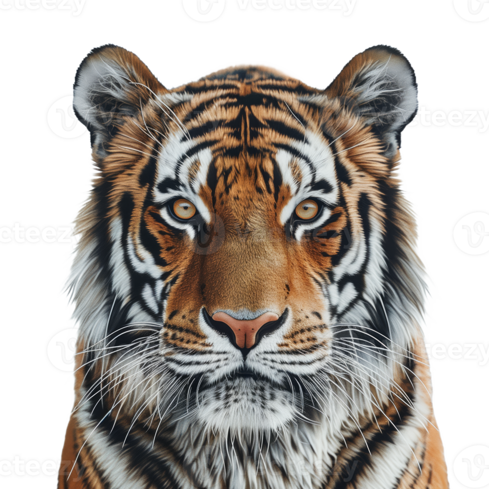 Stunning Portrait of a Majestic Tiger Displaying Its Striking Features png