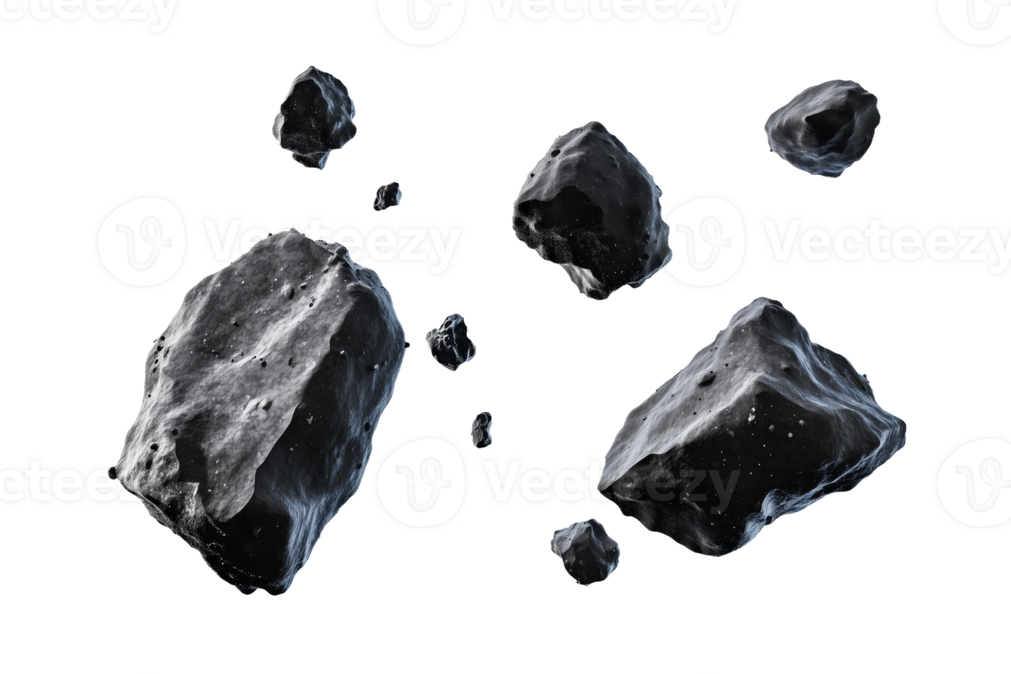Various Asteroids Floating in the Cosmic Void png