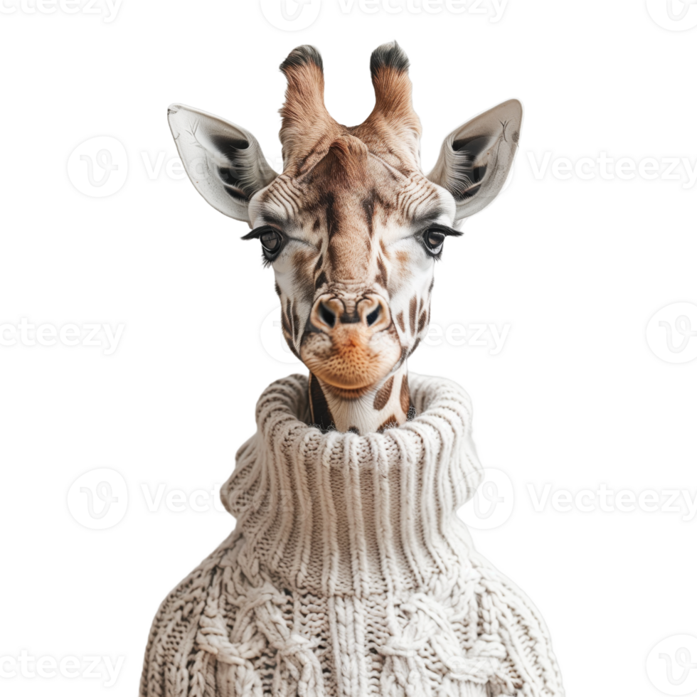 A Giraffe in a Cozy Turtleneck Sweater png