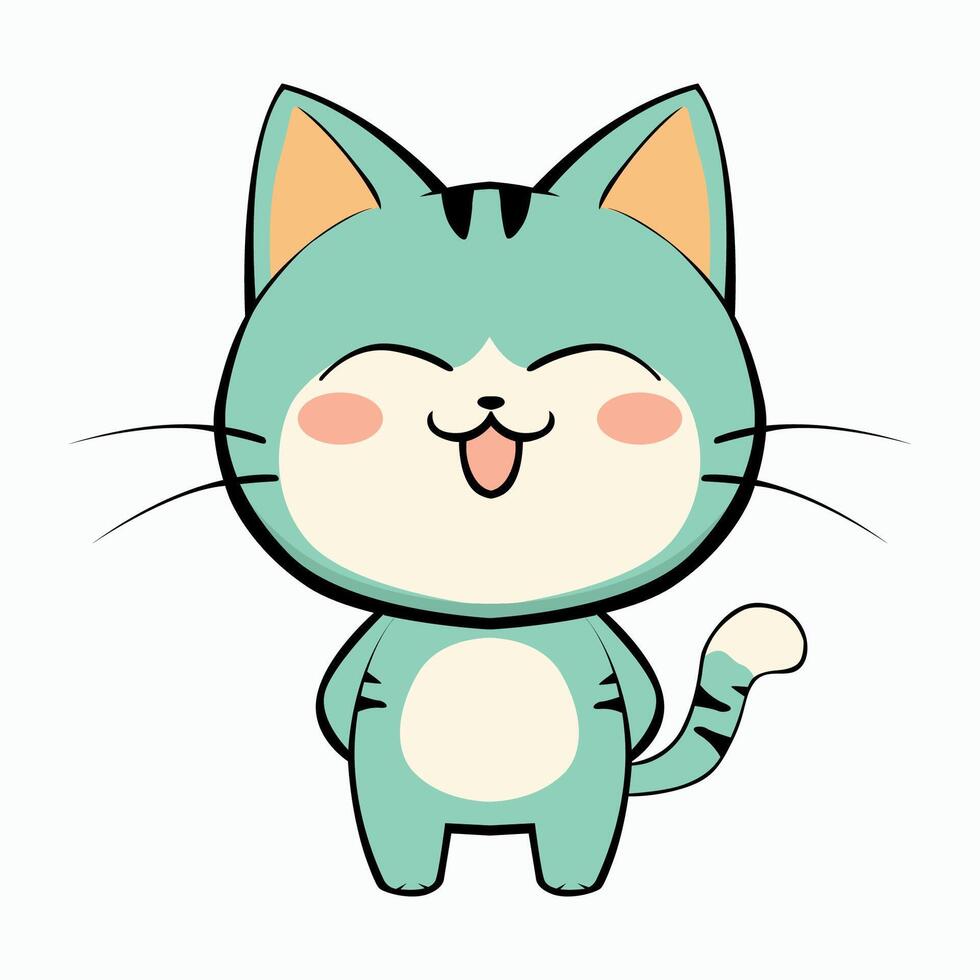 cartoon, cute, character, funny, illustration, anime, cat, pet, kitten, happy, animal, kitty, baby, adorable, design, kawaii, isolated, fun, orange, art, , holiday, doodle, sticker, beautiful vector