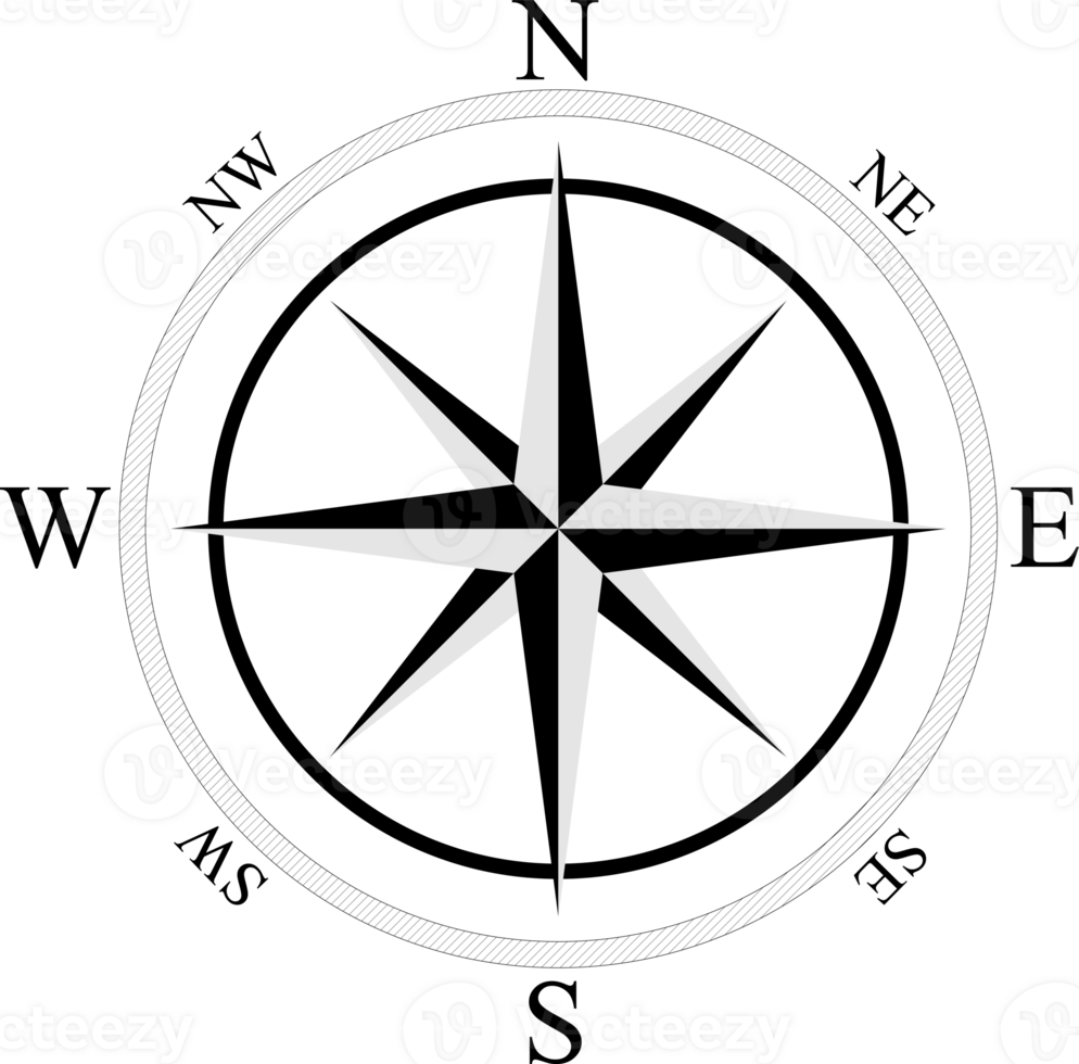 Compass background. Ancient black and white compass. png