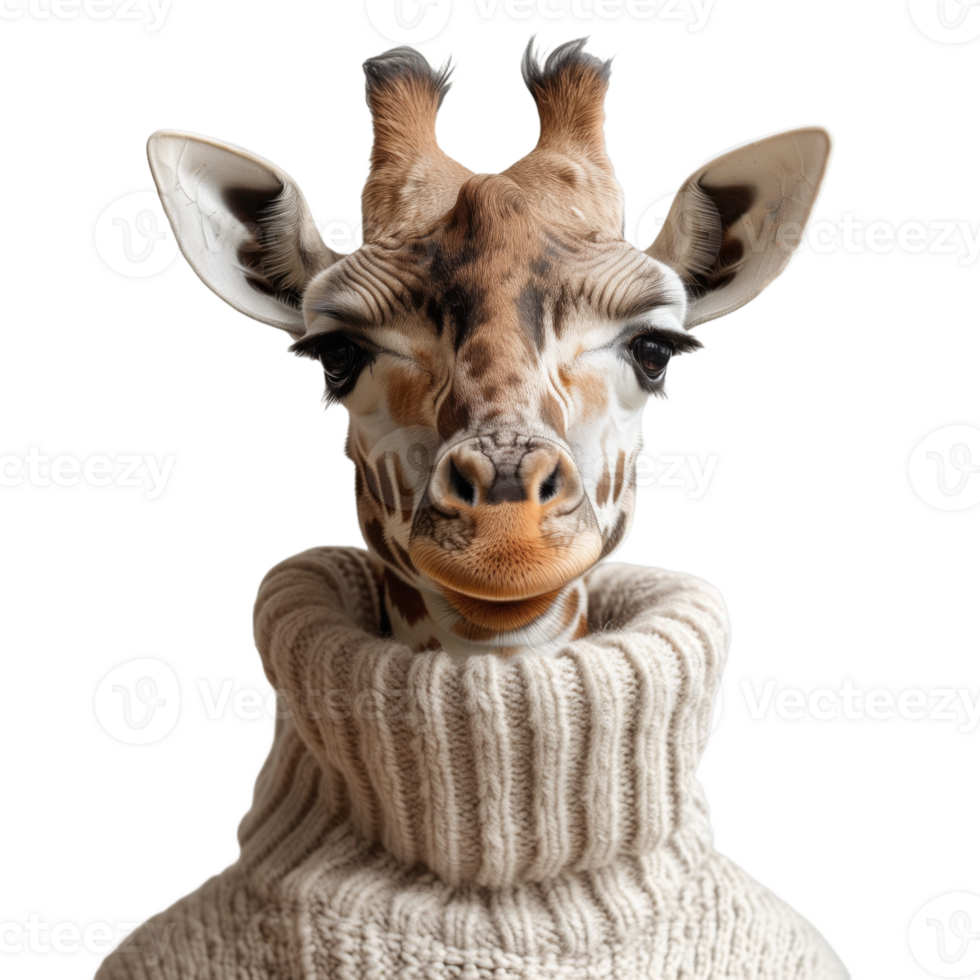 A Whimsical Giraffe Dressed in a Cozy Sweater png