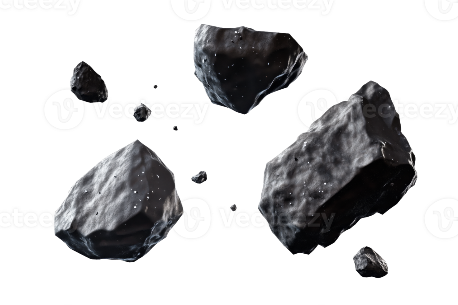 Scattered Asteroid Fragments in the Cosmic Void of Space png