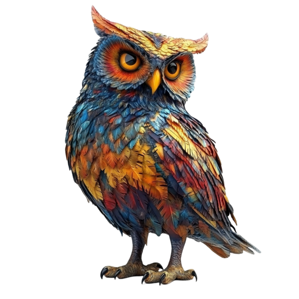 Owl Watching on Transparent Background AI-Generative png