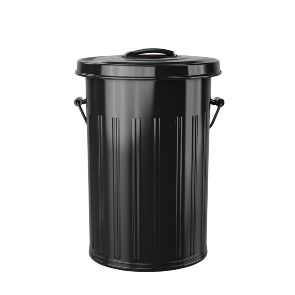 Black Plastic Trash Can AI-Generative png