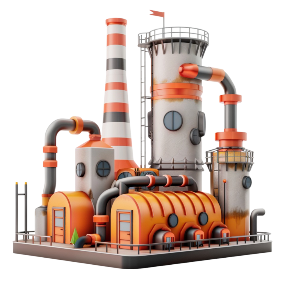 3D Factory with Pipes AI-Generative png