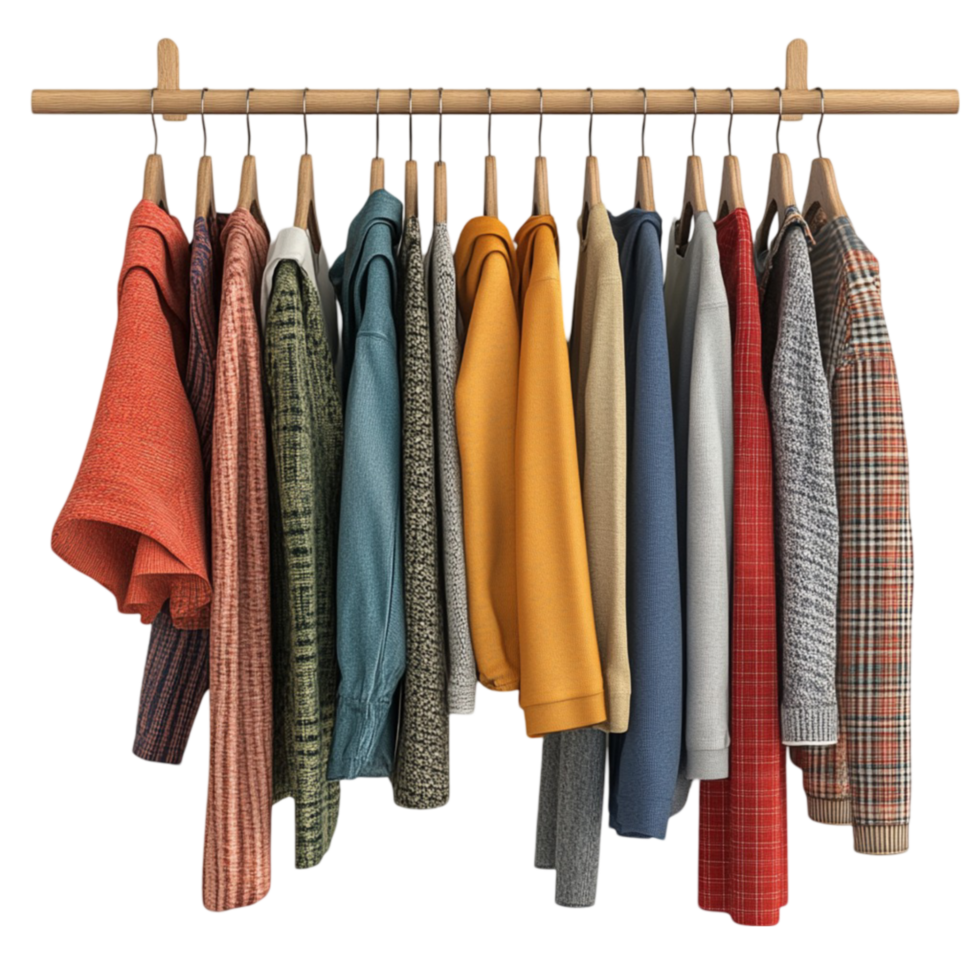 Clothes Hanging on Wooden Hanger AI-Generative png