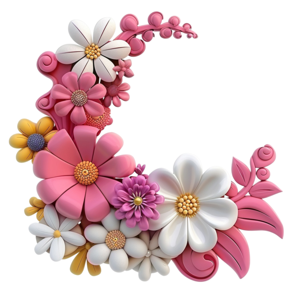 3D Flower Decoration AI-Generative png
