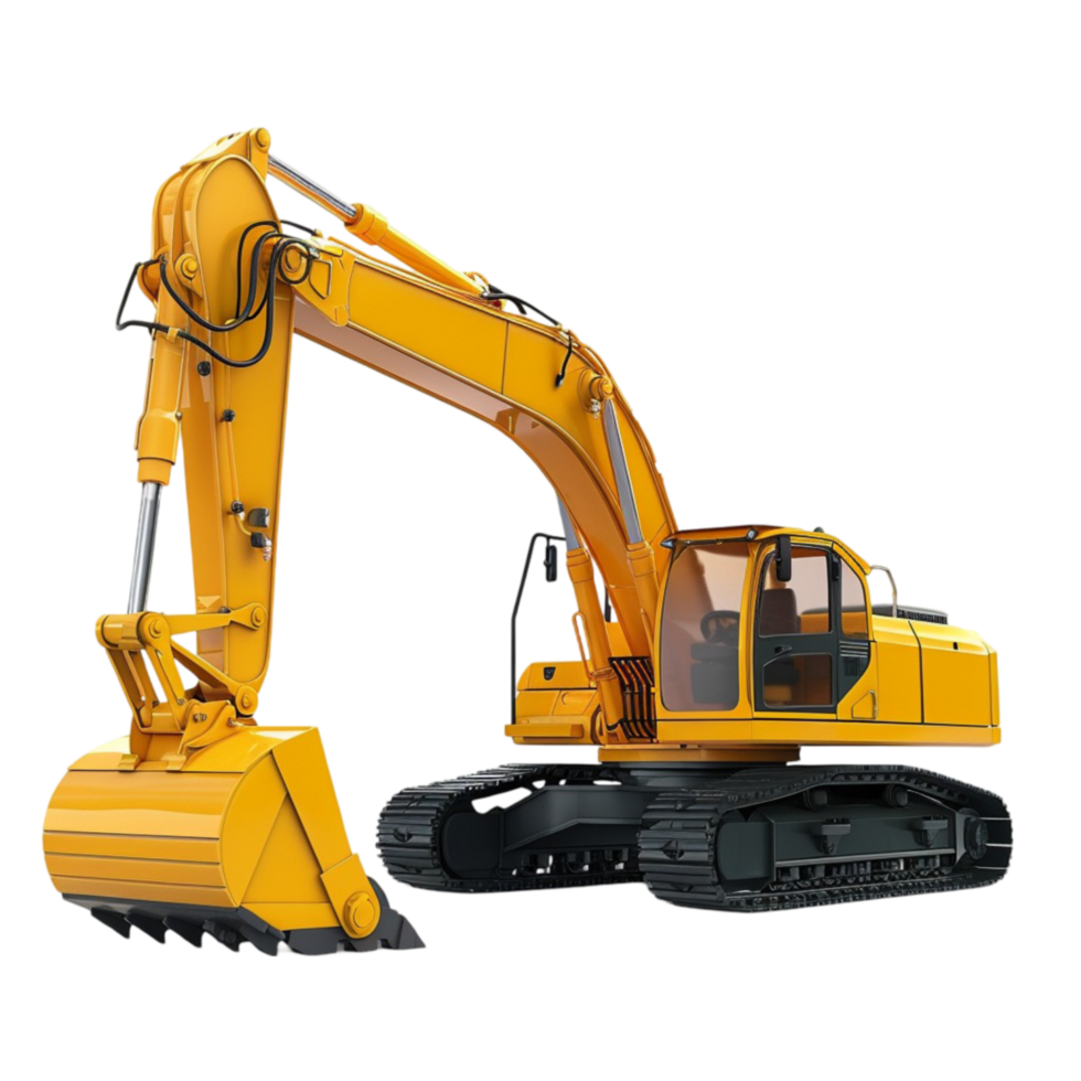 Yellow Excavator on Transparent Background AI-Generative png