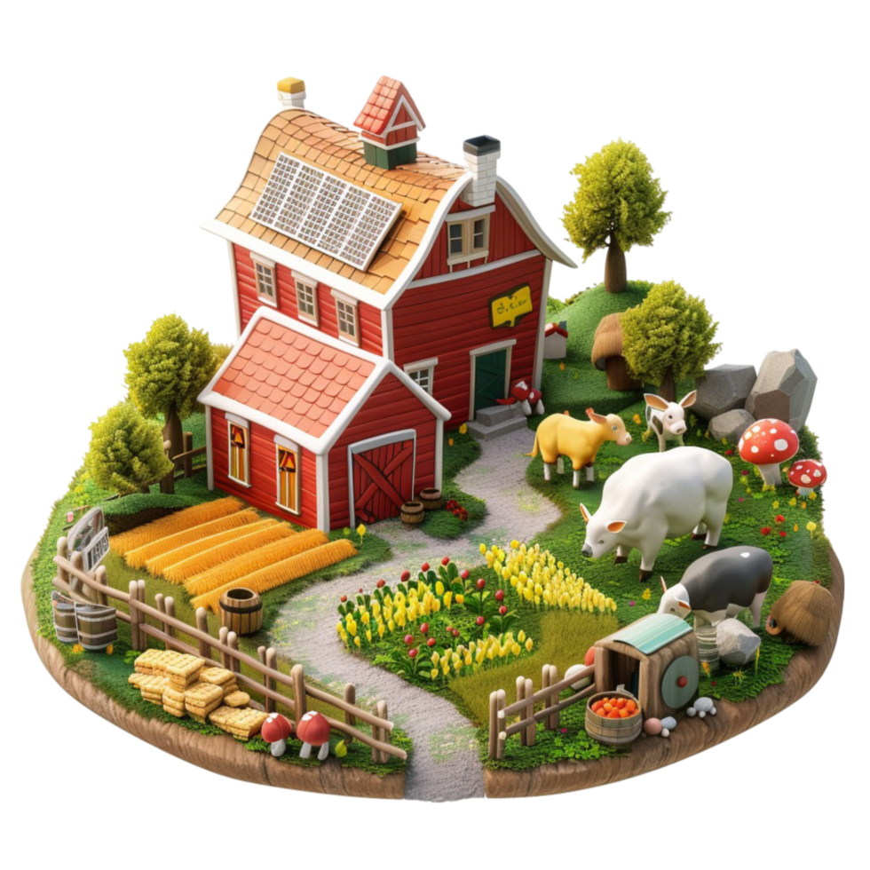 Farm Animals in Farm Scene AI-Generative png